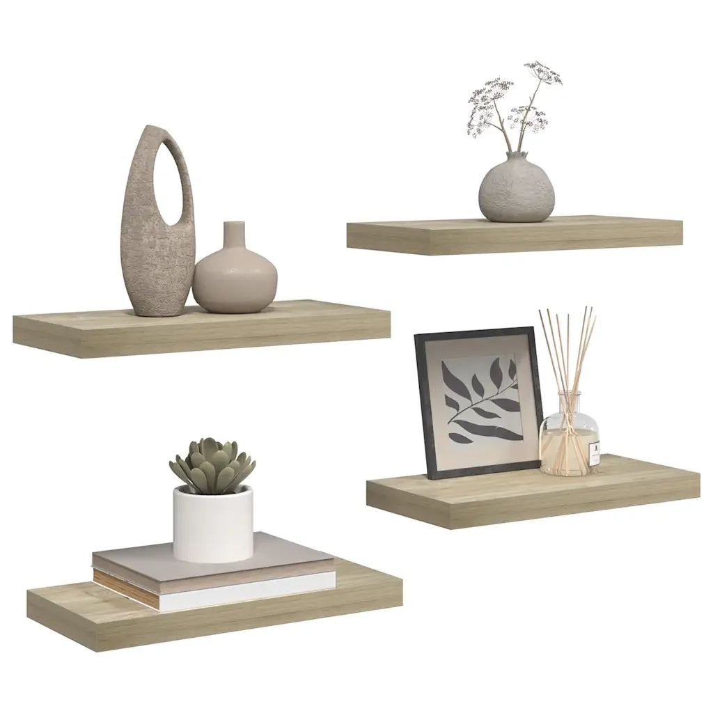 Scaffali a Parete 4 pz Rovere 50x23x3,8 cm in MDF 323873