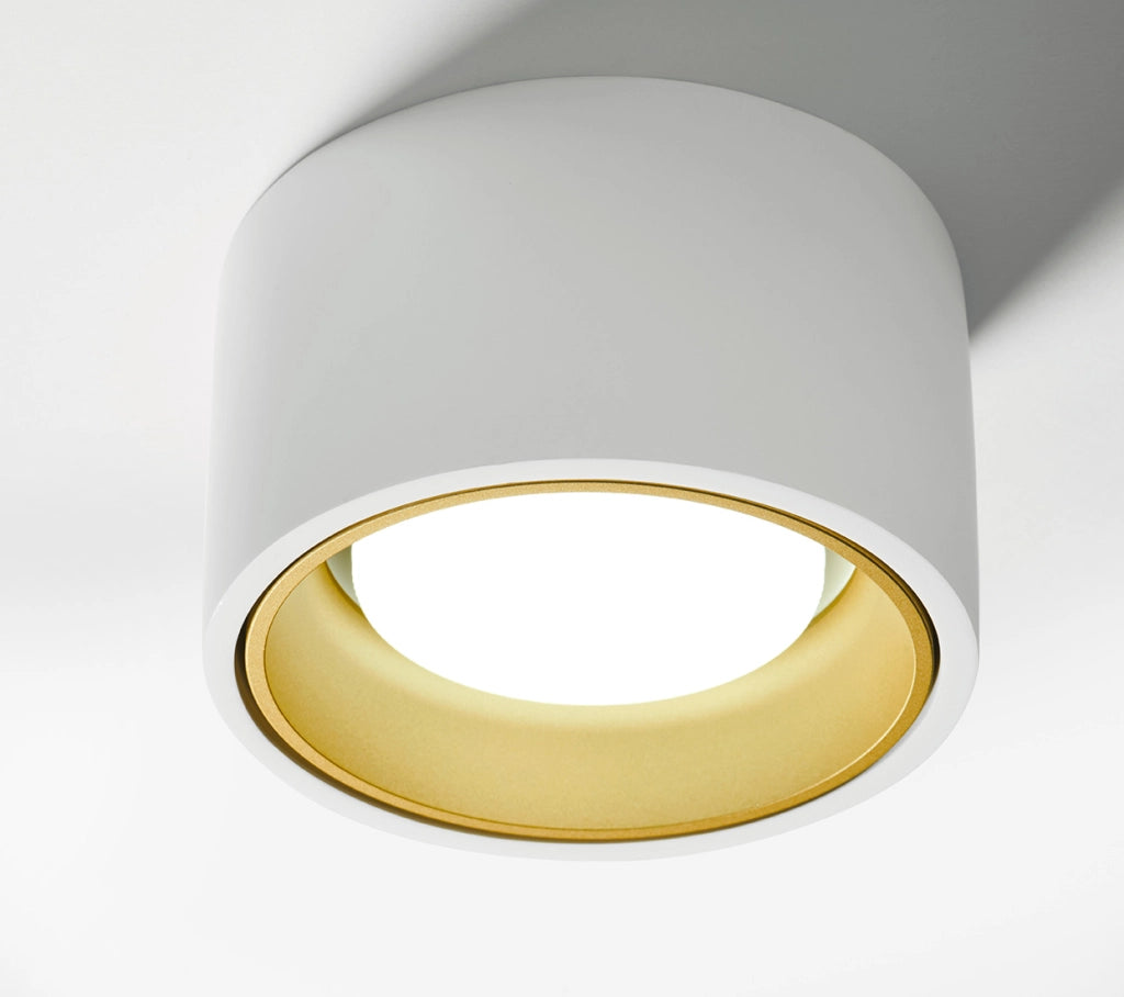 NASSO lampada da Soffitto 1 Luce Tonda in gesso e alluminio ottone  d.12cm attacco GX53
