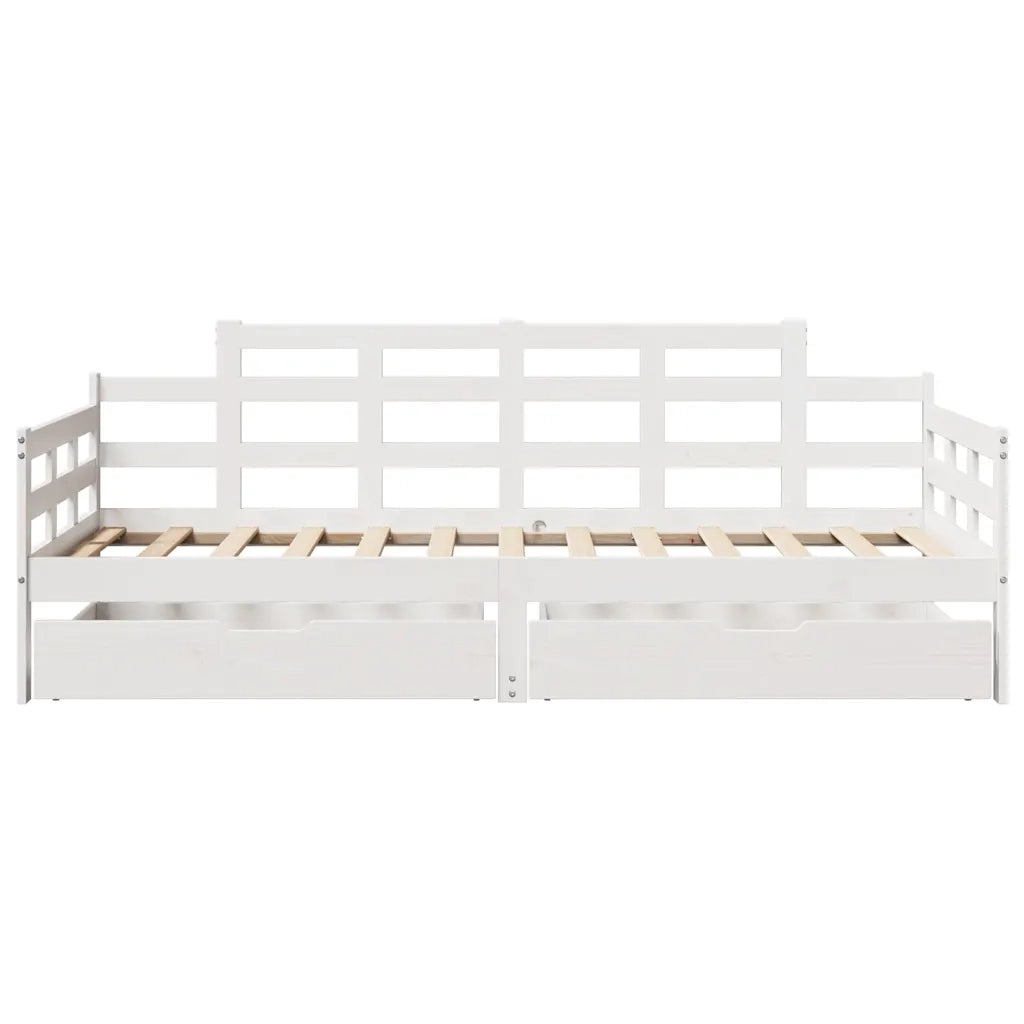 Dormeuse con Cassetti Bianco 90x200 cm Legno Massello di Pino