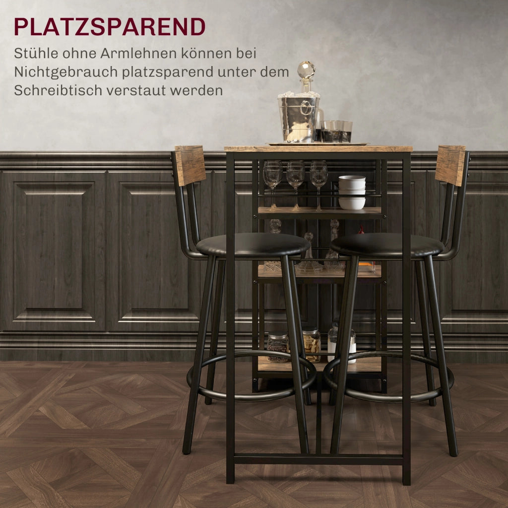 Tavolo da pranzo con 2 sedie ¨C zephmum ¨C MDF e metallo, nero, 90x200