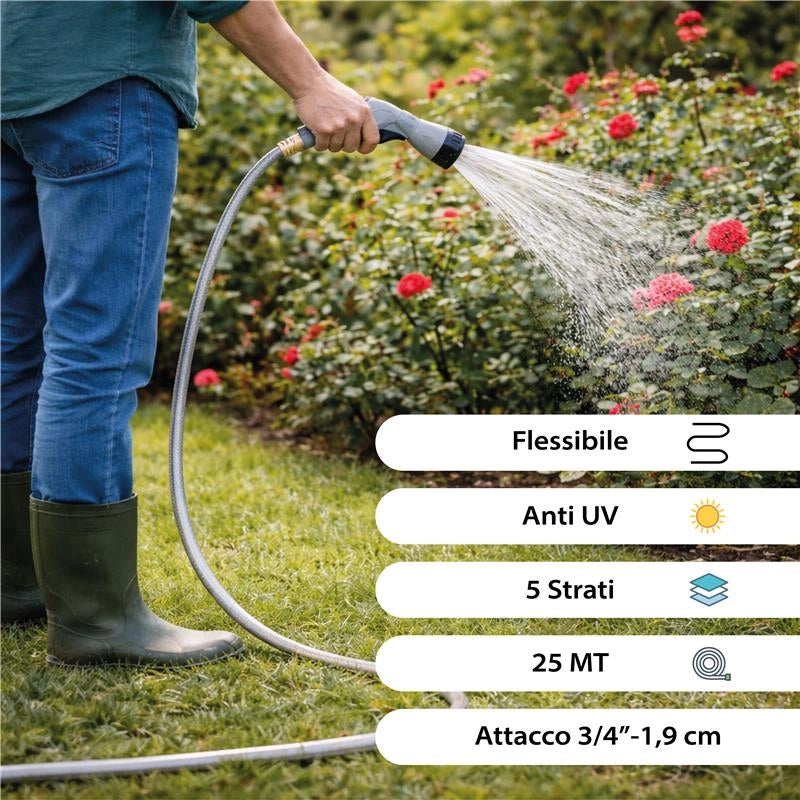 MA MAISON TUBO DA GIARDINO ANTITORSIONE A 5 STRATI CON ATTACCO 3/4" 25MT