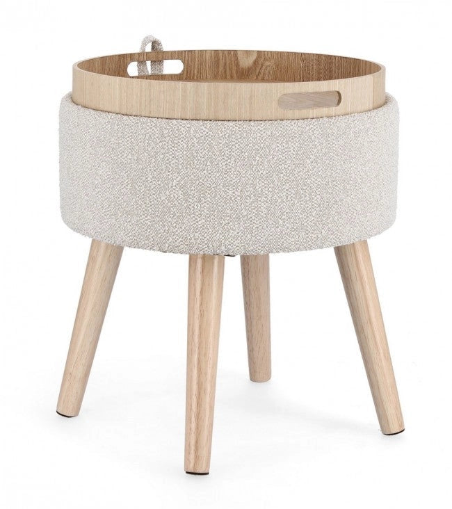 Sgabello Contenitore Ø 39x42,5 cm Zoya in Bouclè Grigio