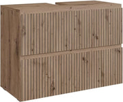 Mobile sottolavabo per bagno Takumi, Artigiano, 80 x 58 cm con 2 cassetti, per la conservazione e l'organizzazione degli accessori da bagno