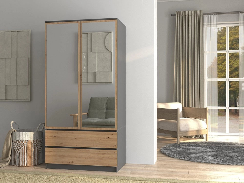 Armadio MALWA SS-90l antracite rovere artisan guardaroba