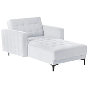 Chaise longue in tessuto trapuntato in velluto grigio chiaro Soggiorno moderno Divano reclinabile Gambe dorate Bracci a binario