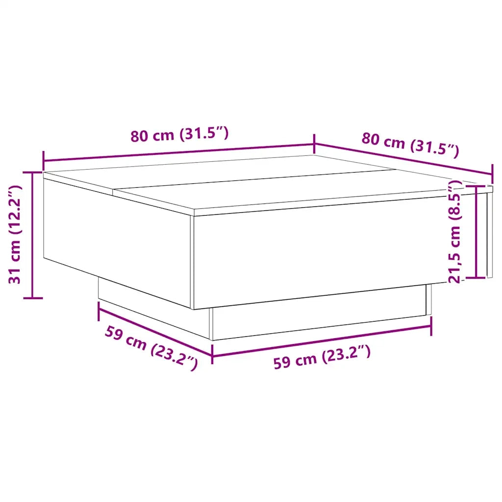 Tavolino da Salotto-Tavolino da soggiorno-Tavolo Rovere Nero 80 x 80 x 31 cm 280249
