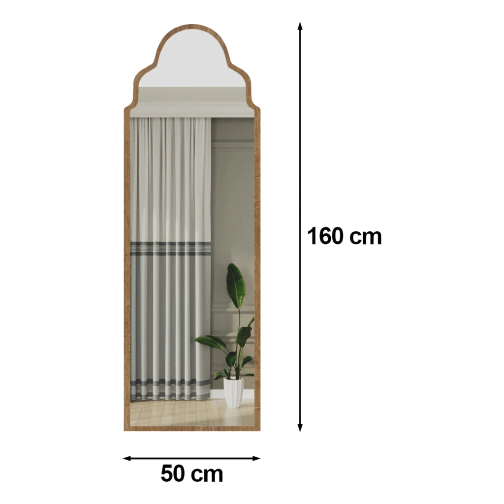 Vitta, Specchio Forma Rettangolare, 50x160h cm Marrone Rovere