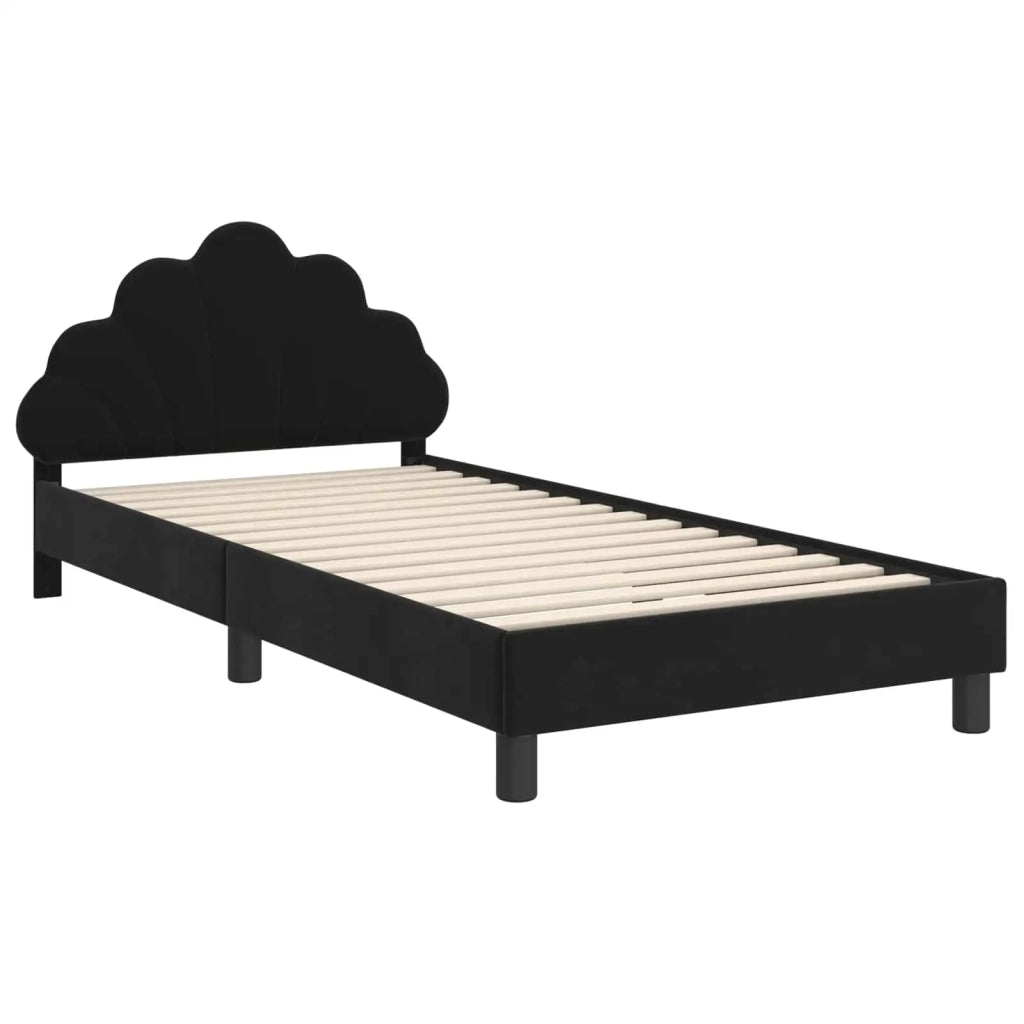Struttura letto bambini con testata-Giroletto per bambini Nero 90 x 190 cm Velluto 252096