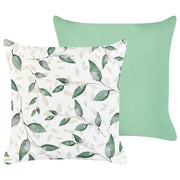 Set di 2 cuscini decorativi da esterno con motivo a foglie in tessuto verde con rivestimento rimovibile