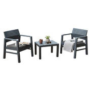 Salottino Outdoor Floritan, set Salotto da Esterno 2 Posti Made in Italy, Nero Antracite