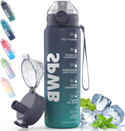 Ottima Bottiglia da 1 Litro con Filtro e Marcature di Tempo, Infallibile e Senza BPA in Tritan, Ideale per Ciclismo, Fitness, Escursionismo, Campeggio e Scuola