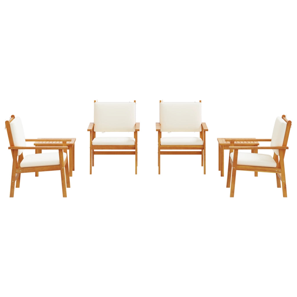 Set da pranzo da giardino in 6 pezzi con cuscini in legno massello di acacia