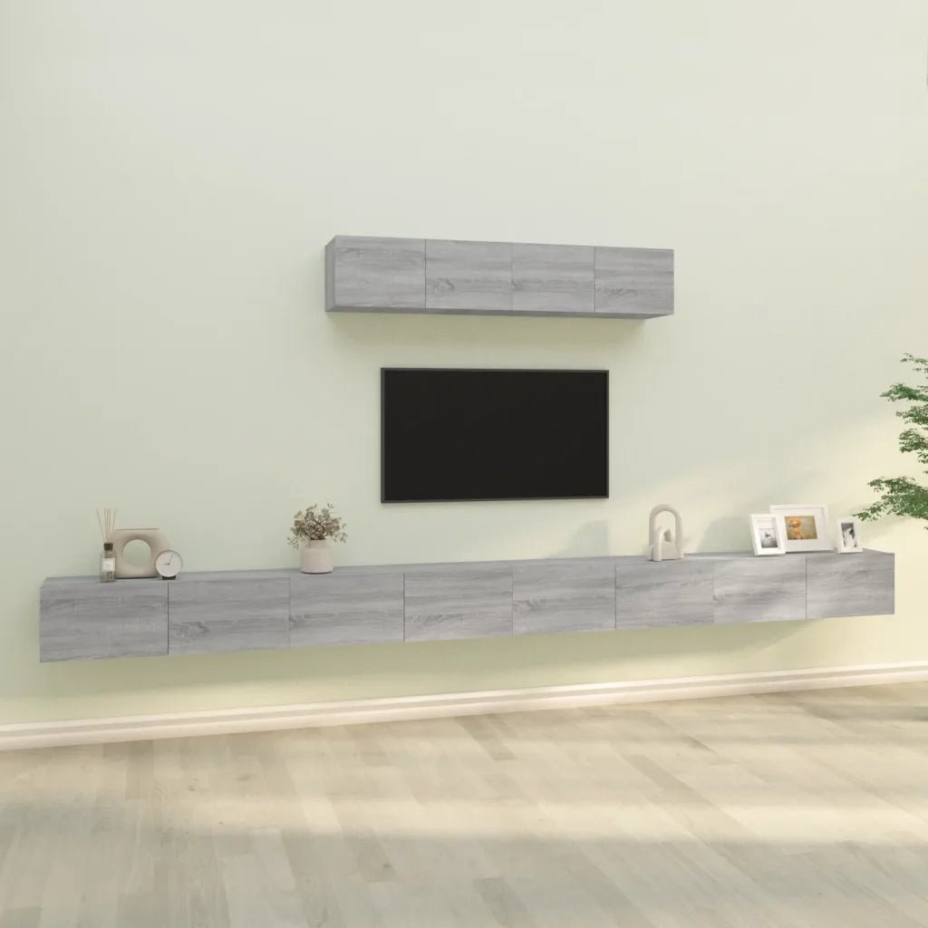 Set di Mobili Porta TV 6 pz-Set di 6 Credenza per TV Grigio Sonoma in Legno Multistrato 256352