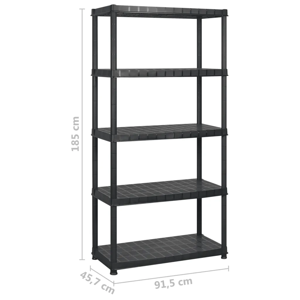 Scaffale a 5 Ripiani Nero 183x45,7x185 cm in Plastica CFW5624894