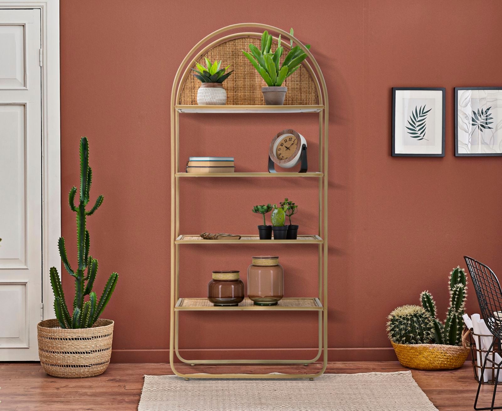 Libreria Panama Round 80x40x180 cm in Rattan