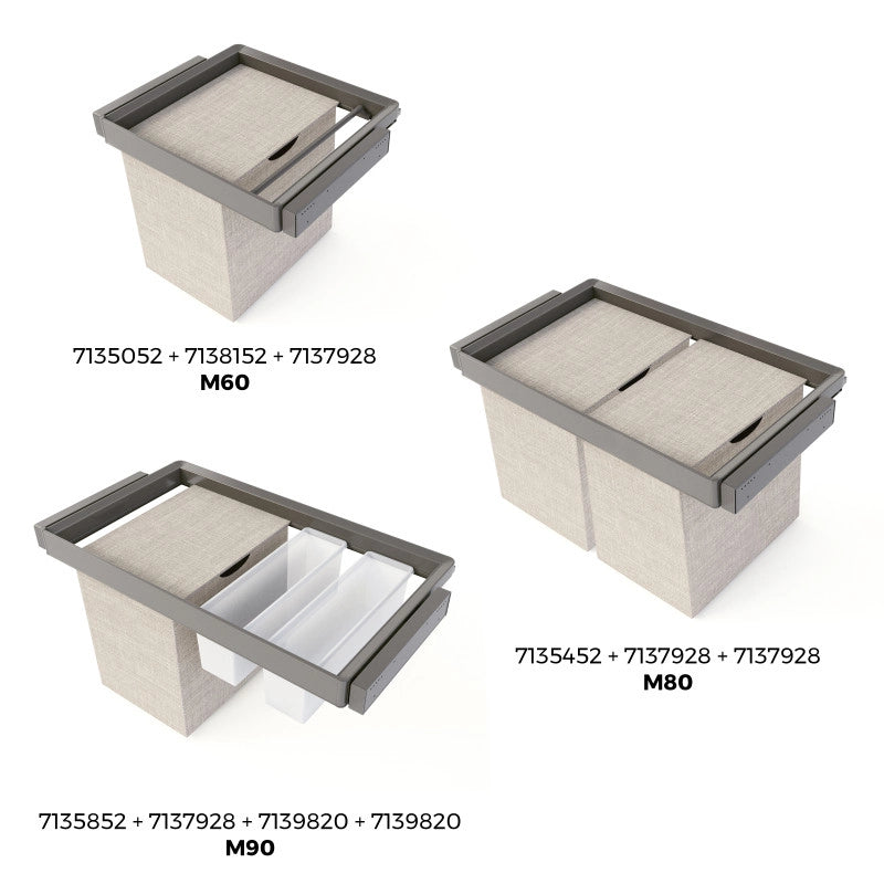 Cassetto organizzatore per armadi e cabine armadio Quartz, 640 (M80), Eco-pelle e legno, Titanio