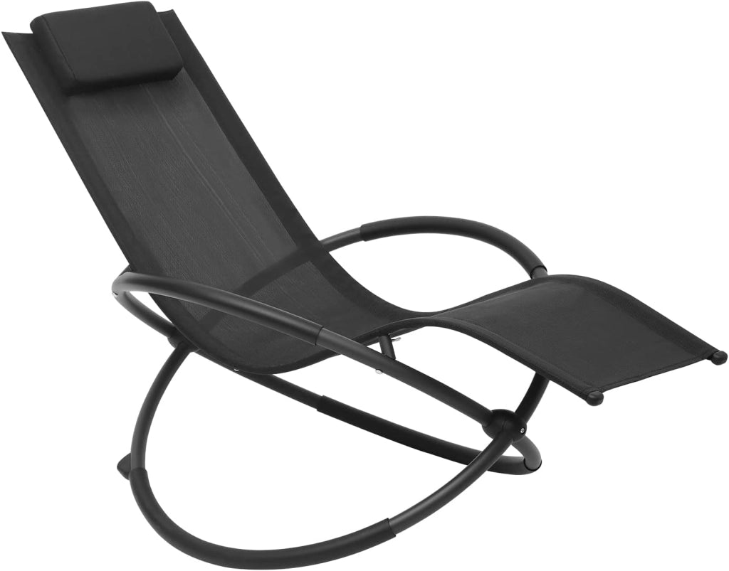 Sedia Sdraio a Dondolo Relax Poltrona Swing Traspirante da Balcone Campeggio Lettino con Braccioli e Poggiatesta Grigio