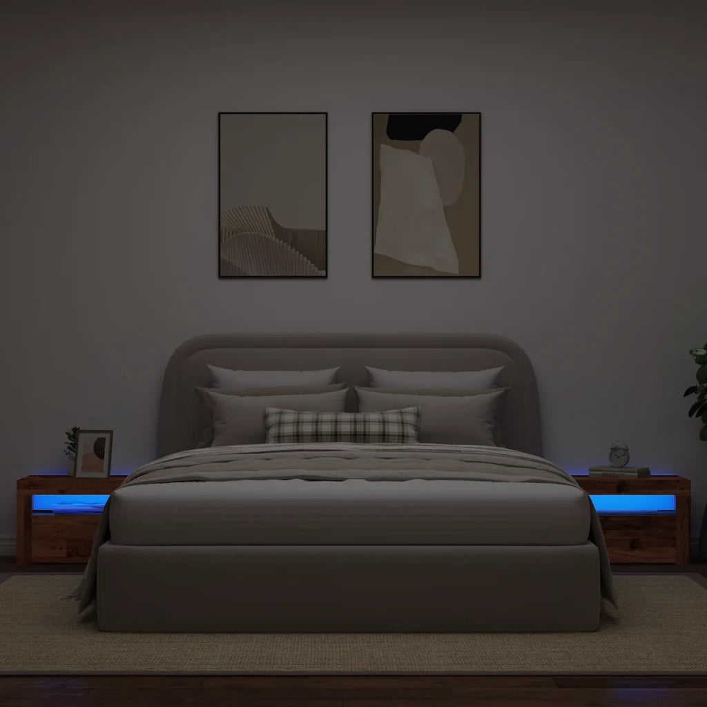 Comodini 2 pz con Luci LED Legno Antico 60x35x40 cm 3329161