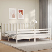 Giroletto senza Materasso-Struttura Letto Bianco 200x200 cm Legno Massello Pino 906794