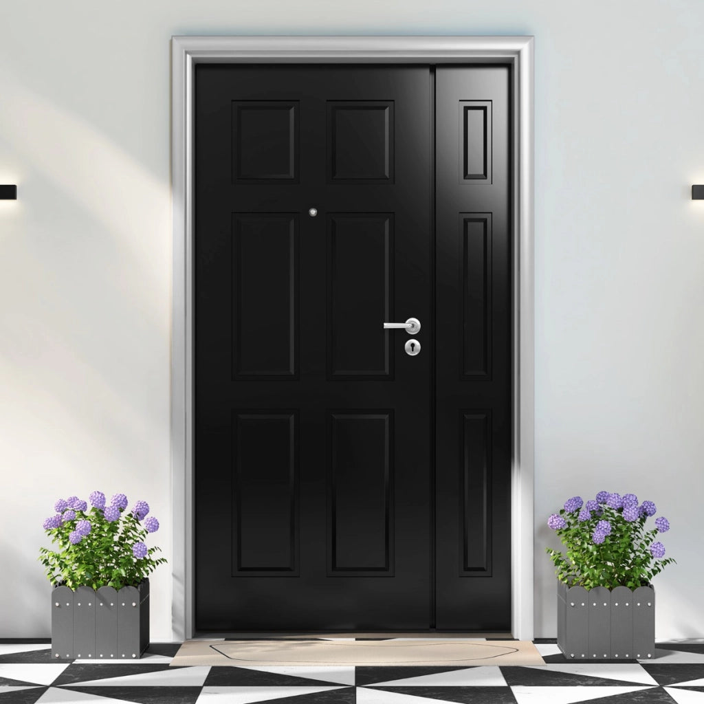 Set di 2 cassette fioriere quadrate con aperture di drenaggio, Vaso per piante HDPE resistente alle intemperie Grigio-Fioriere