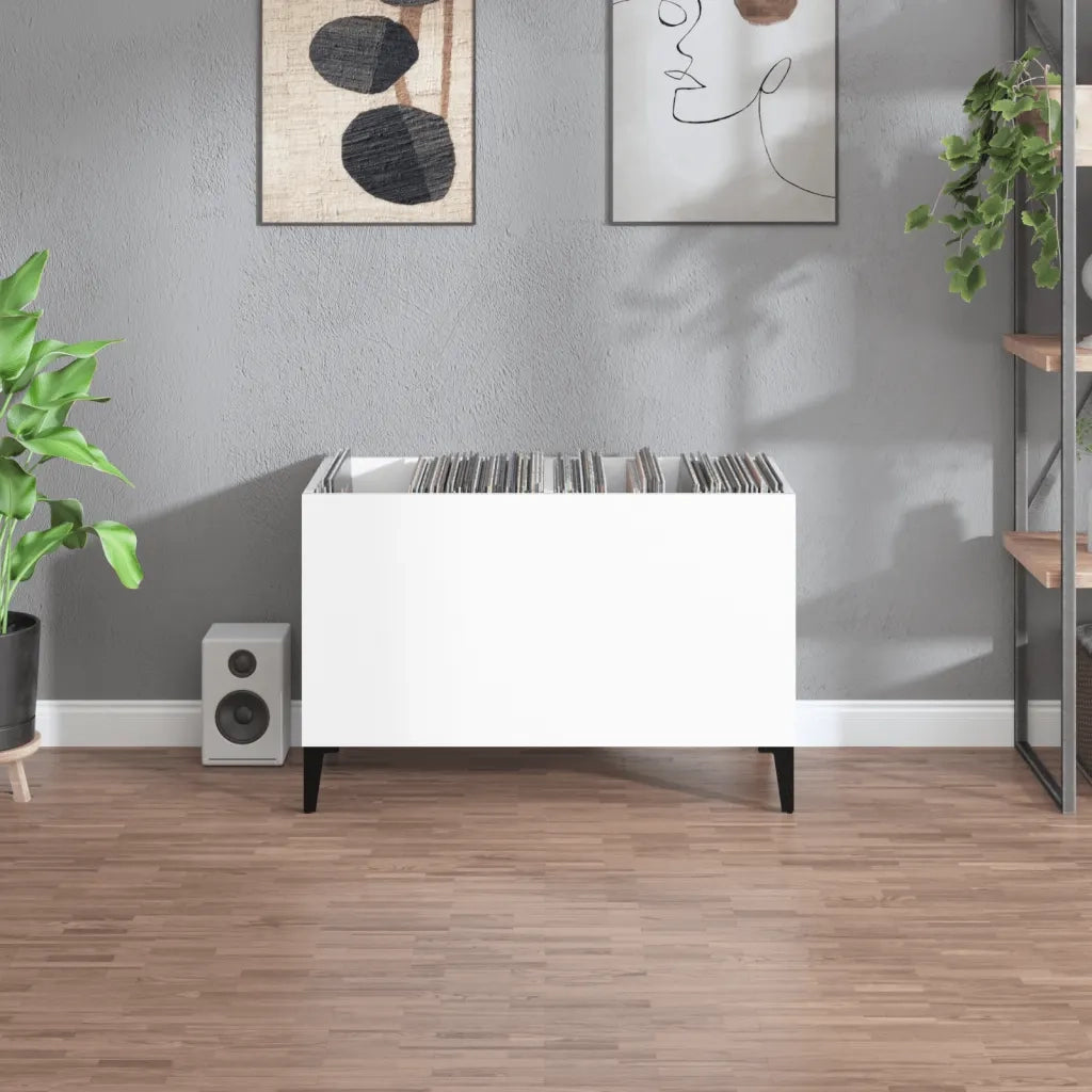 Mobile Porta Dischi Bianco Lucido 74,5x38x48 Legno Multistratocod mxl 79156