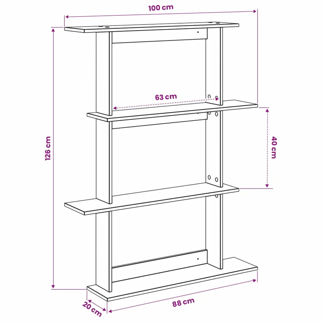 Scaffale da parete A parete Marrone 100 x 20 x 126 cm 8012062