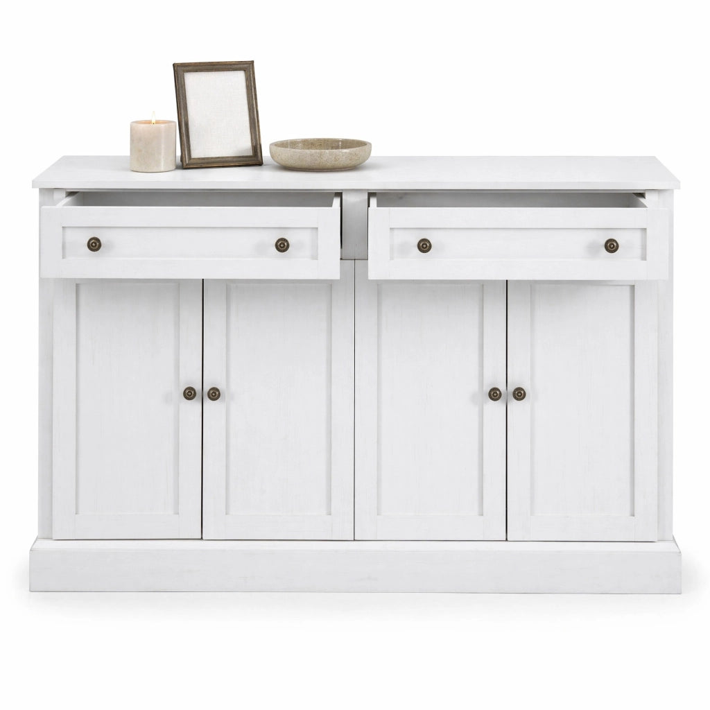Credenza Sideboard con 4 ante e 2 cassetti; 150x40x86 cm; bianco antico