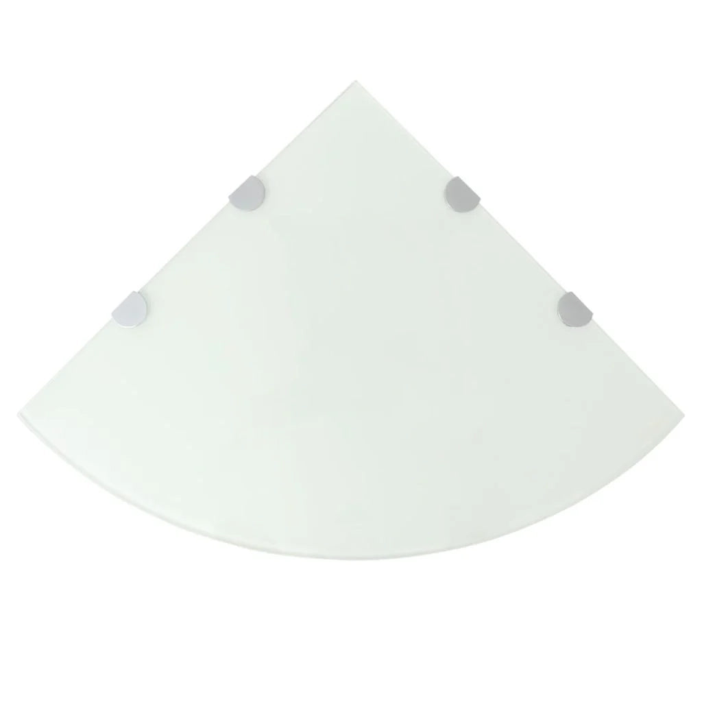 Mensola angolare con staffe cromate e vetro bianco 45 x 45 cm 2702225/2