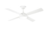 Ventilatore da Soffitto con Luce LED Integrata, Motore DC 40W, 4 Pale Reversibili Bianco/Legno, Telecomando, Diametro 132 cm, 6 Velocità - Perenz