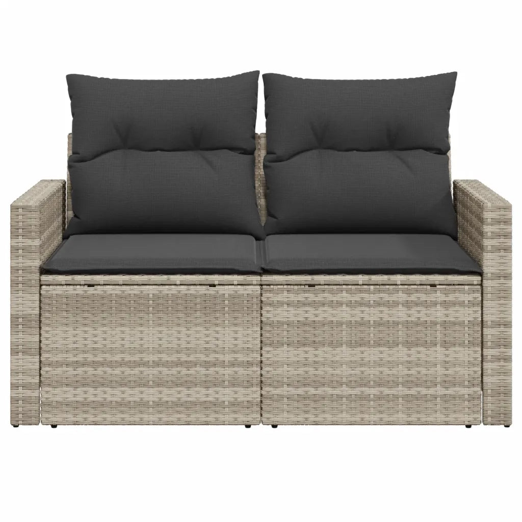 Divano da Giardino con Cuscini 2 Posti Grigio Chiaro Polyrattan 366185