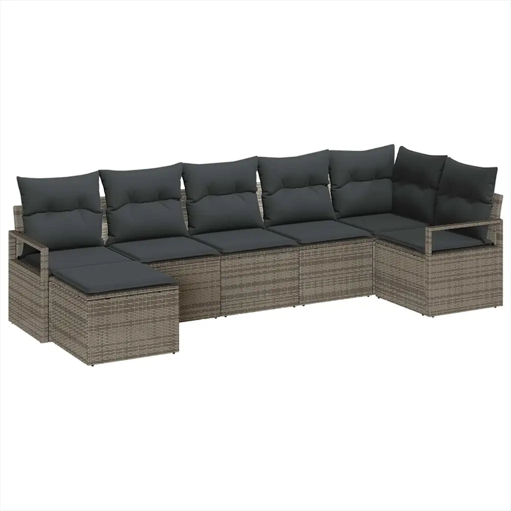 Set di divani 7 pcs Grigio polyrattan