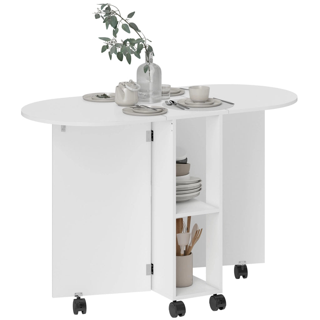 Tavolo da pranzo pieghevole con rotelle ¨C zephmum ¨C bianco 120x60x77 cm
