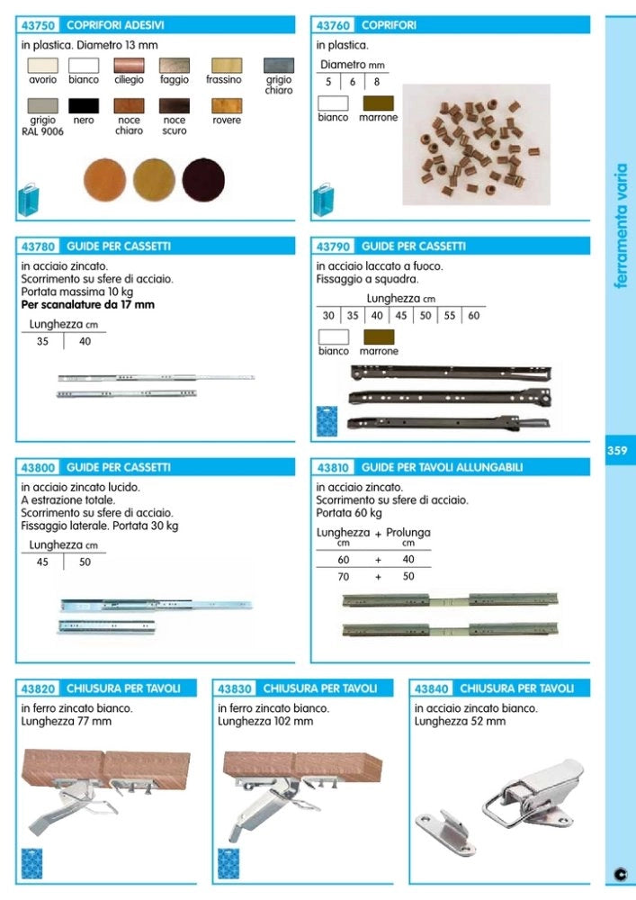 5blister bl guide per cassetti cm. 40 marrone cod:ferx.90220