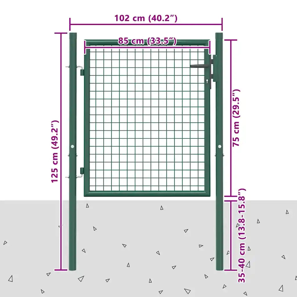 Cancello per Recinzione in Acciaio 100x75 cm Verde CFW9220825