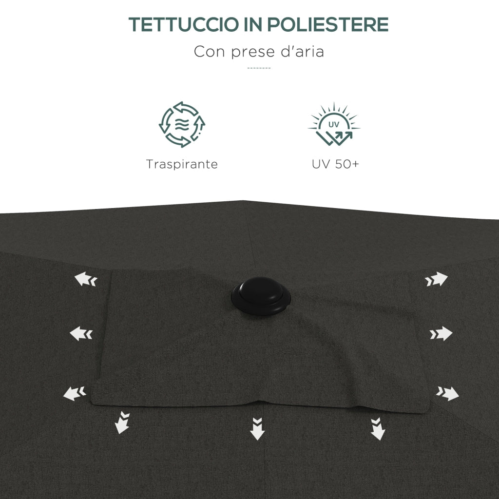 Ombrellone da Giardino Rettangolare Inclinabile ¨C Zephmum ¨C Grigio 2x3 m