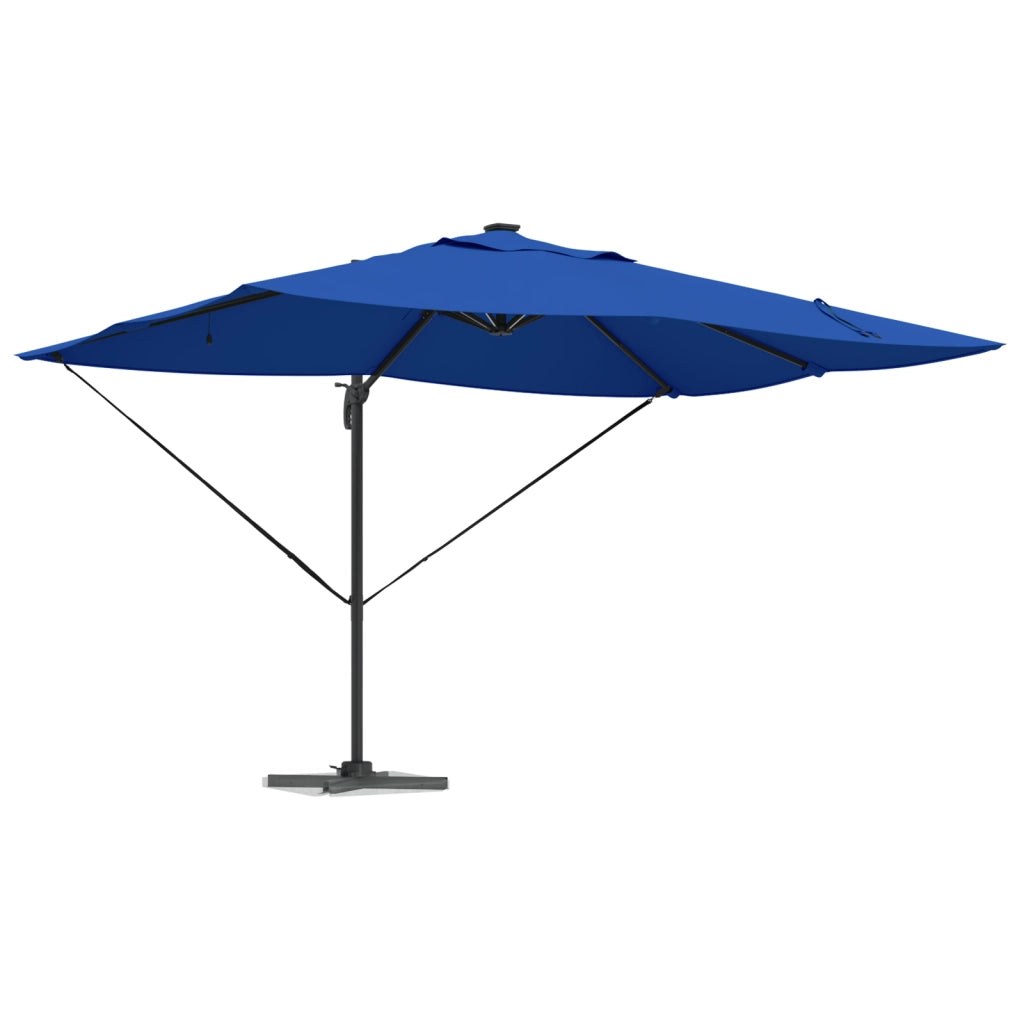 Ombrellone a Sbalzo Roma con LED Blu Azzurro 352x251x265 cm Alluminio