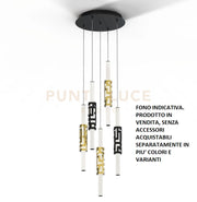 KIRA-S5 Sospensione 5 luci tonda Nero Opaco diffusori bianco , a led dimmerabile SDD 2800 - 5000k 125W 7460L