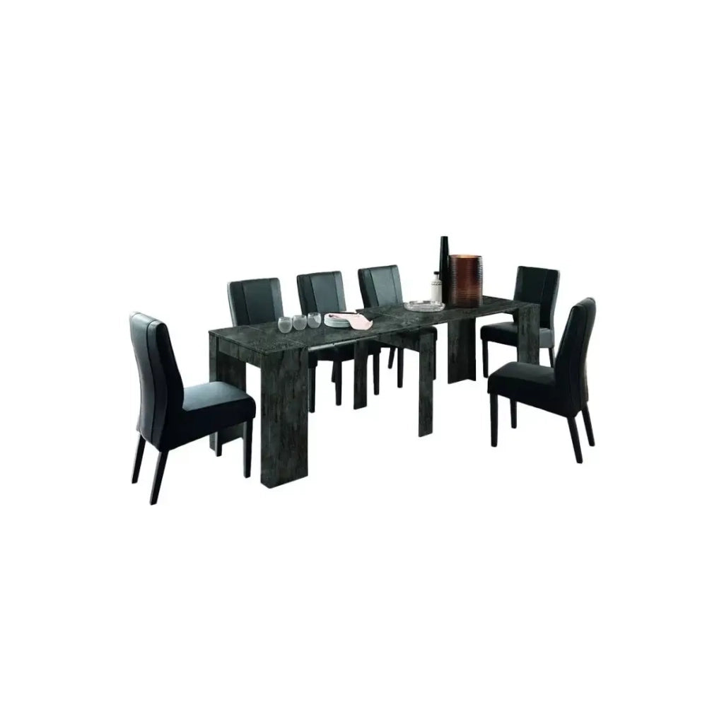 Consolle estensibile, Collezione NOSOL, colore grigio effetto marmo lucido, dimensioni 54x78cm.