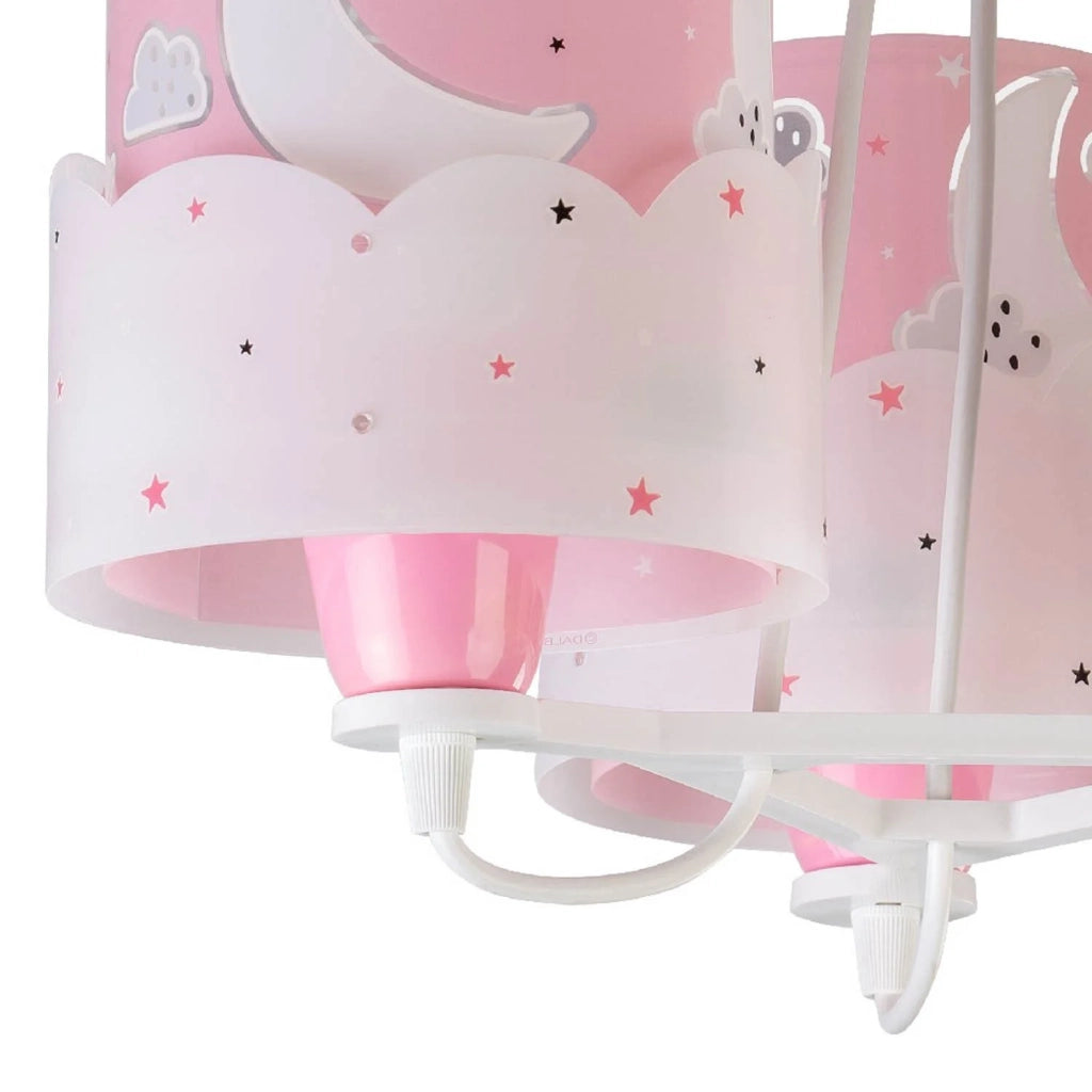 LÚZETE - LÁMPARA INFANTIL 3 LUCES NEW MOON E27 ROSA