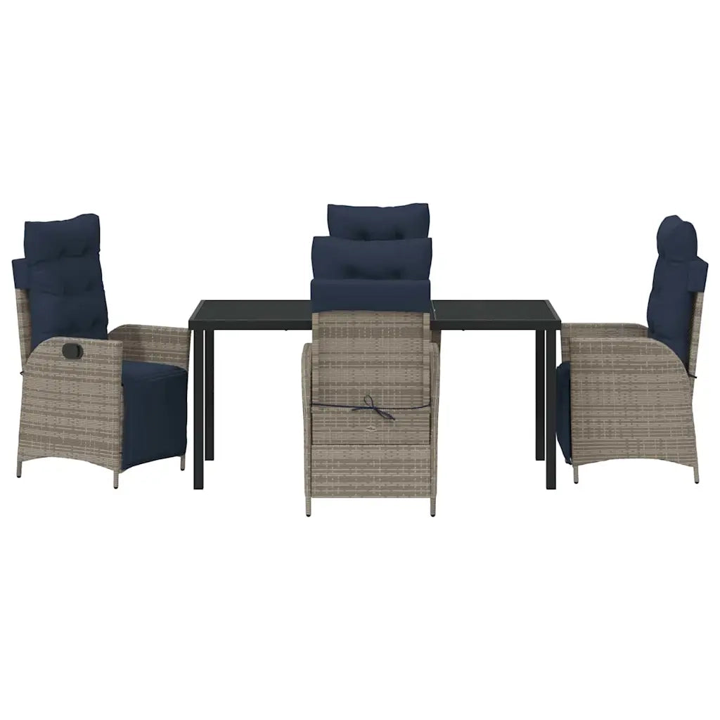 Set da Pranzo per Giardino 5 pcs Grigio e Nero Rattan