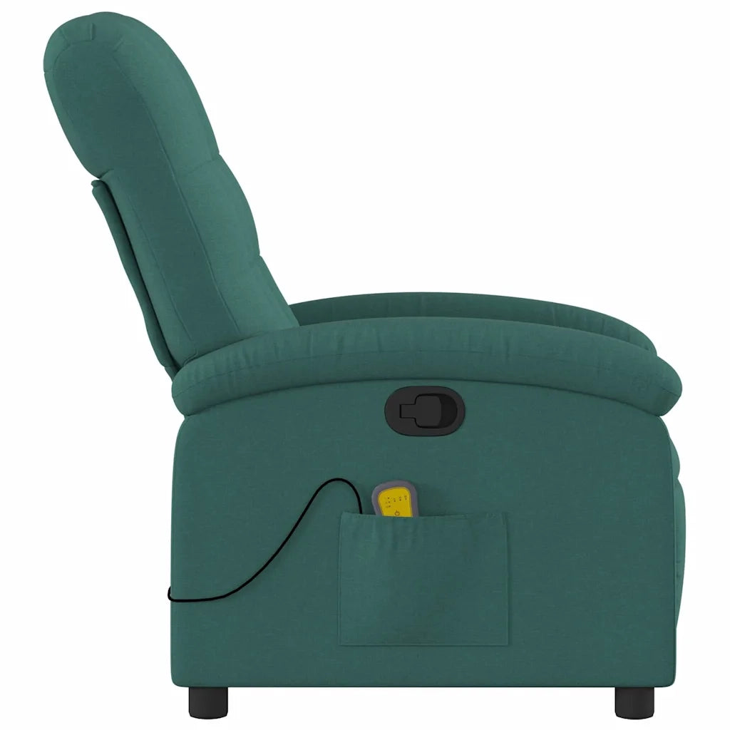 Divano Sedia-Poltrona Massaggiante Reclinabile Verde Scuro in Tessuto 776115