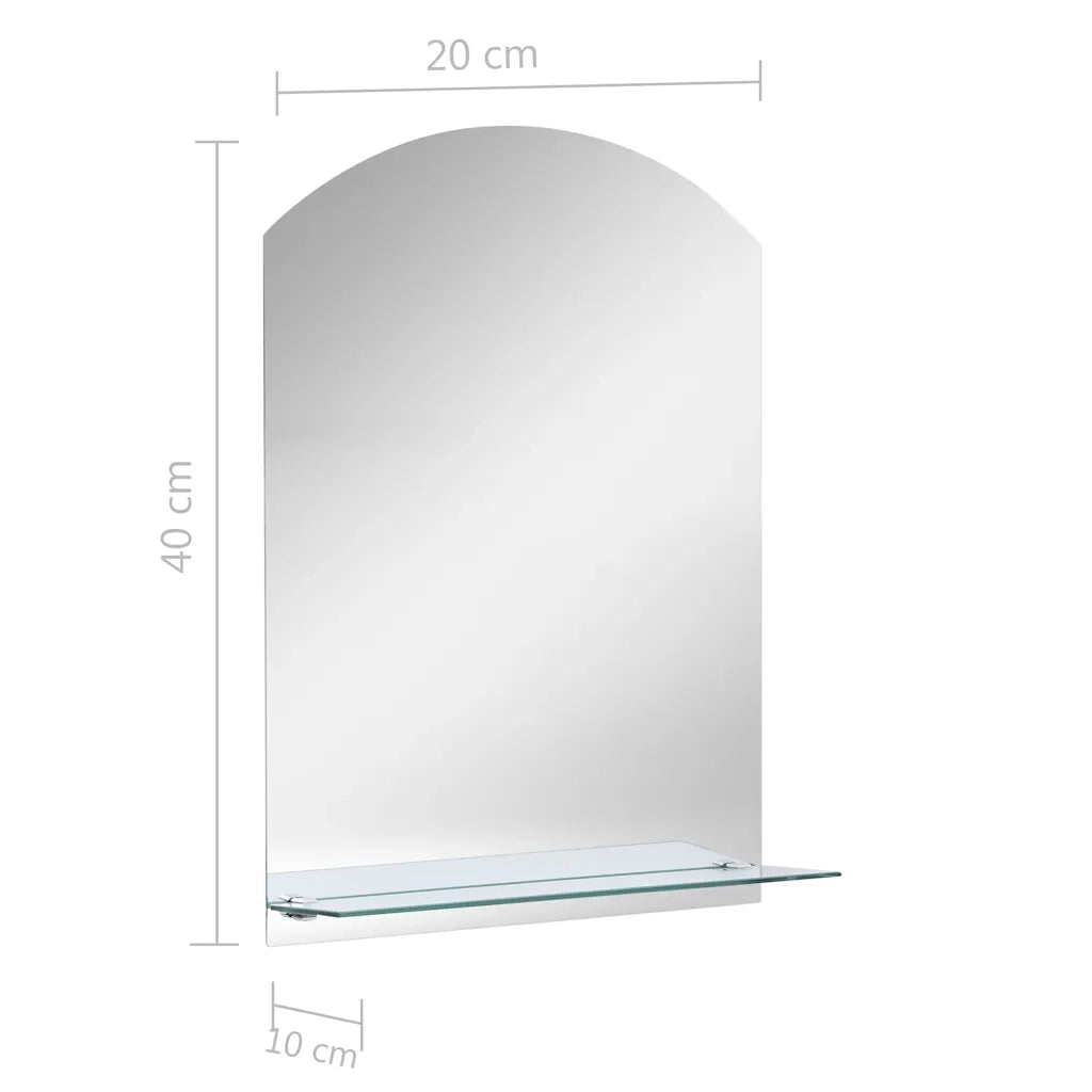 Specchio da Parete | Specchio decorativo con Mensola 20x40 cm in Vetro Temperato