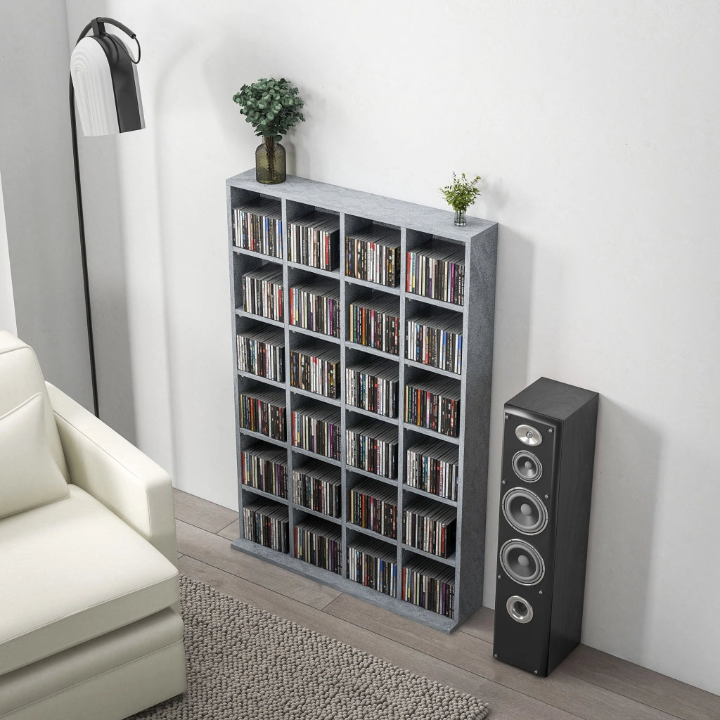 Libreria Multimediale in Legno con Ripiani Regolabili ¨C Minimal ¨C Grigio 89x130,5 cm