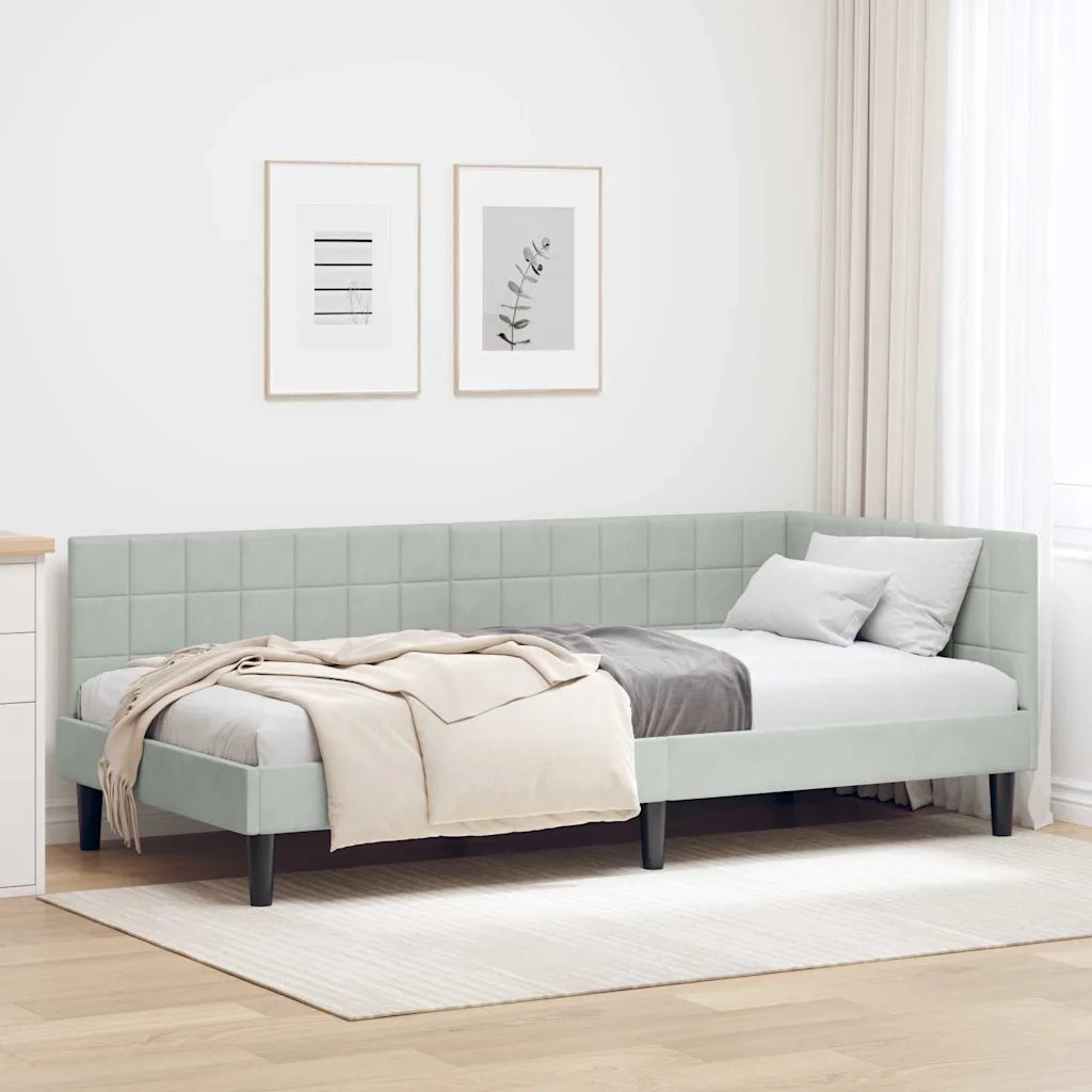 Cornice del letto ad angolo Grigio chiaro 100 cm x 200 cm