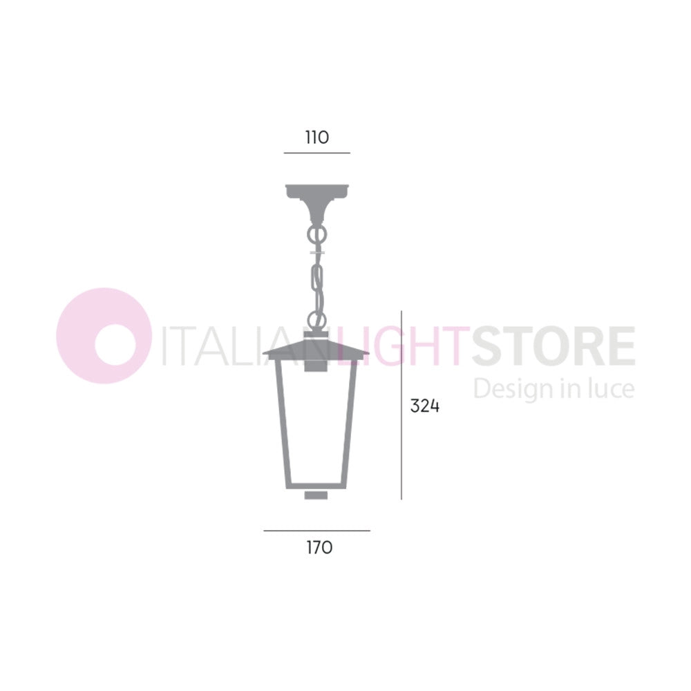 RIBOT RUGGINE Sospensione Lanterna per Esterni Design Classico