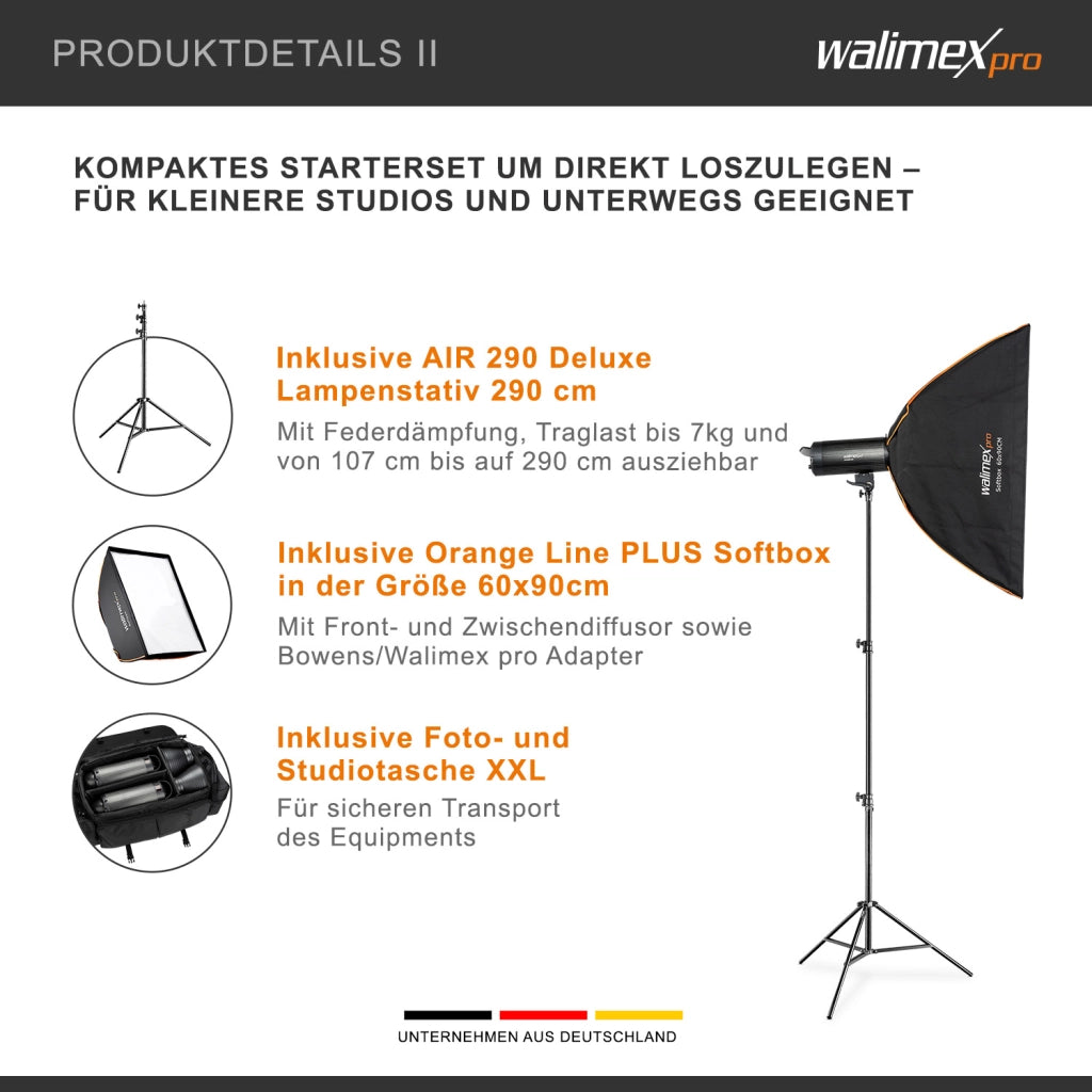 Stager 600 HSS set di 2 flash fotografici da studio, luce LED da 600 W per foto e video, con 2 softbox 2 stativi luci e accessori