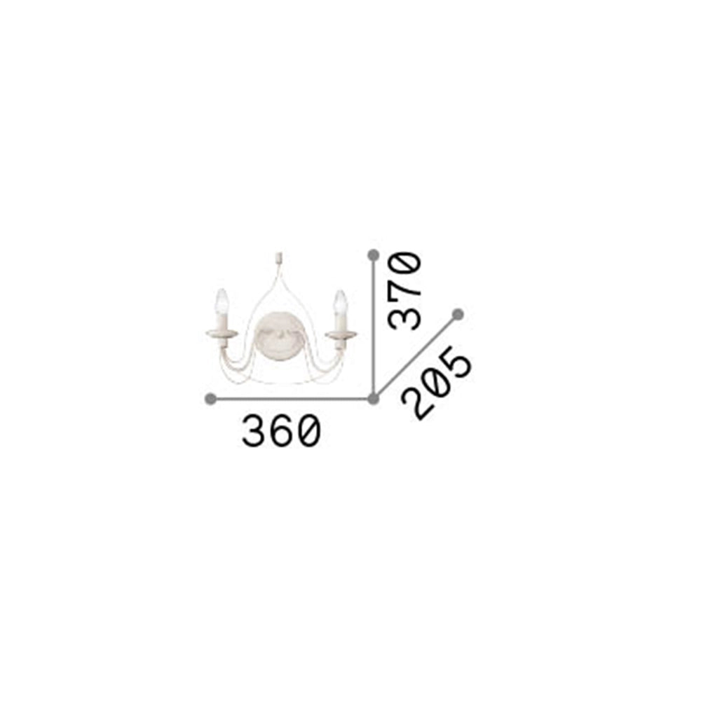 Applique Shabby Chic-Provenzale Corte Metallo Bianco 2 Luci E14