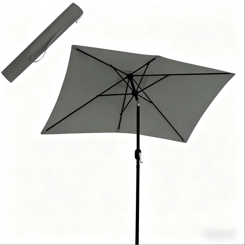 Ombrellone da giardino orientabile 206 x 135 cm in metallo e poliestere; grigio scuro