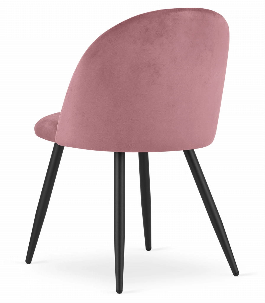 Sedia Valora BELLO in velluto rosa scuro con gambe in metallo nero x2