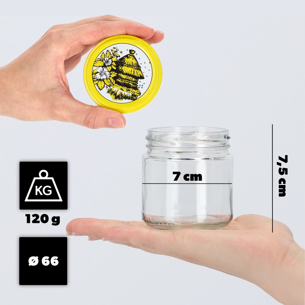 Barattoli per conserve KADAX Lerma 200 ml 50 pezzi 66 mm + coperchi "Api"
